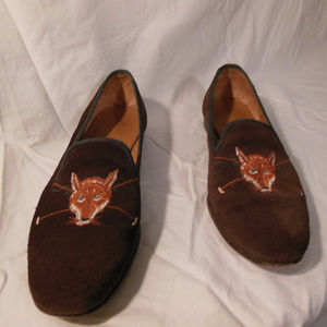 Stubbs & Wootton Embroidered Fox Loafers size 10
